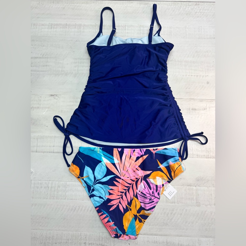 Cupshe Super Bloom Square Neck Tankini Top & Vibrant Plants Retro Bottoms Set - Picture 2 of 14